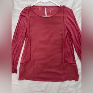 Ann Taylor LOFT Women's Burgundy Long Sleeve Blouse | Size Medium